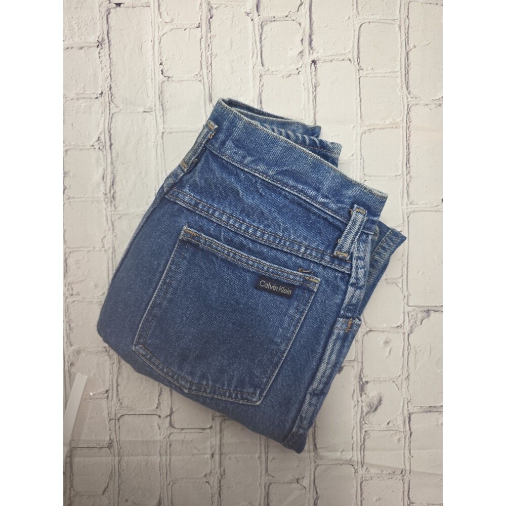 Vtg Calvin Klein Women's Sz 7 Blue High-Rise Straight Leg Denim Jeans